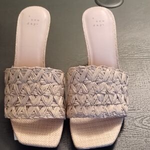 A New Day Tan Heeled Shoes with Woven Design